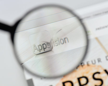 Milan, Italy - August 20, 2018: Appsvision website homepage. Appsvision logo visible.