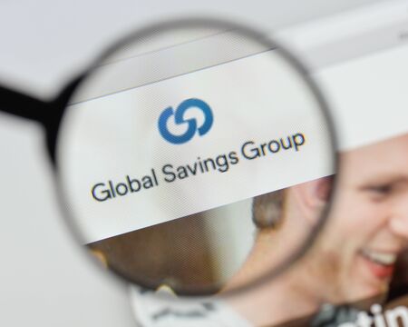 Milan, Italy - August 20, 2018: Global Savings Group website homepage. Global Savings Group logo visible.のeditorial素材