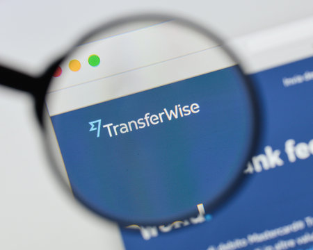 Milan, Italy - August 20, 2018: TransferWise website homepage. TransferWise logo visible.