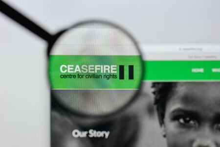 Milan, Italy - August 20, 2018: CeaseFire website homepage. CeaseFire logo visible.のeditorial素材