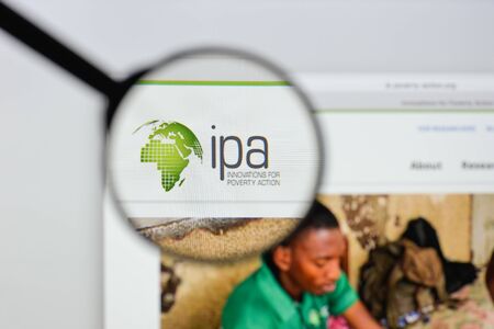 Milan, Italy - August 20, 2018: Innovations For Poverty Action website homepage. Innovations For Poverty Action logo visible.のeditorial素材