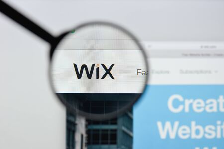 Milan, Italy - August 20, 2018: Wix website homepage. Wix logo visible.のeditorial素材