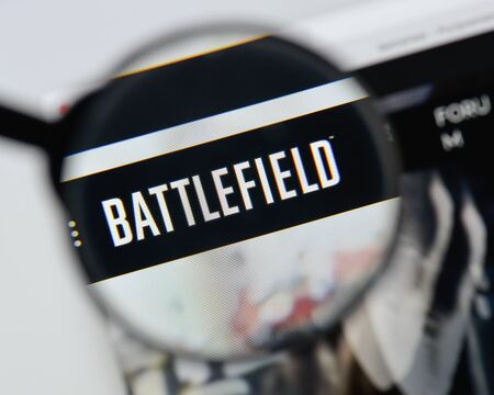 Milan, Italy - August 20, 2018: Battlefield 1 website homepage. Battlefield 1 logo visible.のeditorial素材