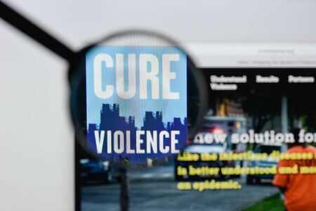 Milan, Italy - August 20, 2018: Cure Violence website homepage. Cure Violence logo visible.のeditorial素材