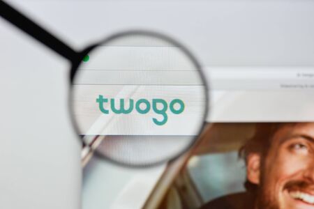 Milan, Italy - August 20, 2018: Twogo website homepage. Twogo logo visible.のeditorial素材