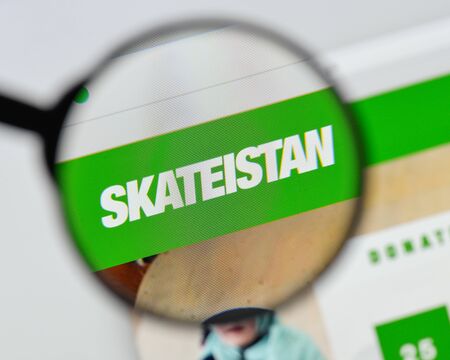 Milan, Italy - August 20, 2018: Skateistan website homepage. Skateistan logo visible.のeditorial素材