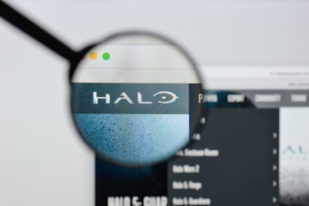 Milan, Italy - August 20, 2018: Halo 5 Guardians - Halo Series website homepage. Halo 5 Guardians -...