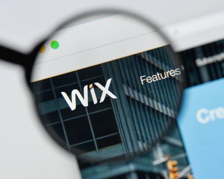 Milan, Italy - August 20, 2018: Wix website homepage. Wix logo visible.のeditorial素材