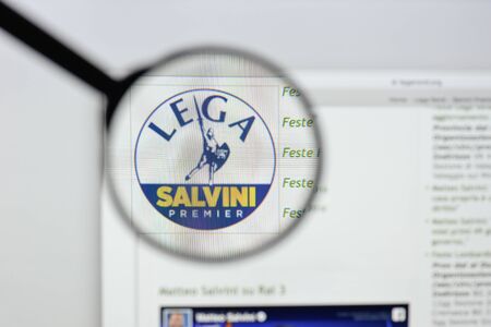 Milan, Italy - August 20, 2018: Lega Nord website homepage. Lega Nord logo visible.のeditorial素材