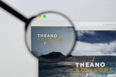 Milan, Italy - August 20, 2018: Theano Advisors website homepage. Theano Advisors logo visible.のeditorial素材