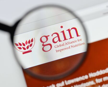 Milan, Italy - August 20, 2018: GAIN website homepage. GAIN logo visible.のeditorial素材
