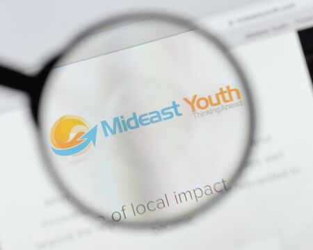 Milan, Italy - August 20, 2018: Mideast Youth website homepage. Mideast Youth logo visible.のeditorial素材