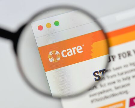 Milan, Italy - August 20, 2018: CARE website homepage. CARE logo visible.のeditorial素材