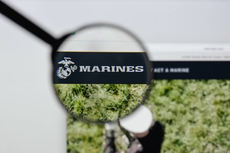 Milan, Italy - August 20, 2018: U.S. Marines website homepage. U.S. Marines logo visible.のeditorial素材