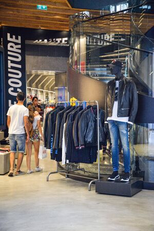 Milan, Italy - September 21, 2018: Diesel store in Milan. Montenapoleone area. Fashion week Diesel shopping.のeditorial素材