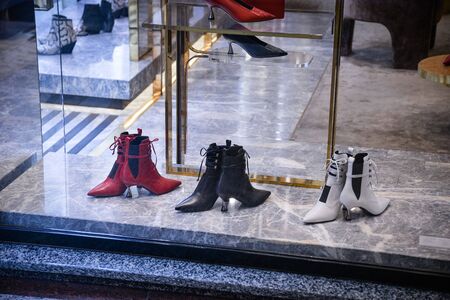 Milan, Italy - September 21, 2018: Casadei store in Milan. Montenapoleone area. Fashion week Casadei shopping.のeditorial素材