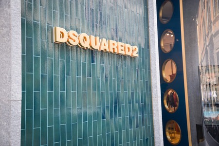 Milan, Italy - September 21, 2018: Dsquared2 store in Milan. Montenapoleone area. Fashion week...