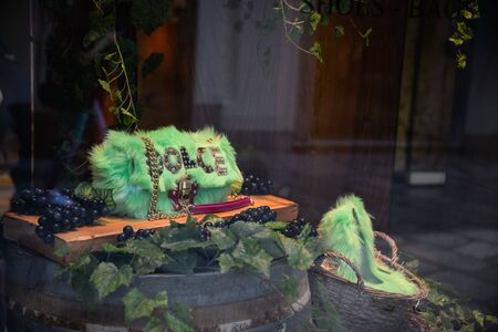 Milan, Italy - September 21, 2018: Dolce Gabbana store in Milan. Montenapoleone area. Fashion week Dolce Gabbana shopping.のeditorial素材