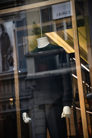 Milan, Italy - September 21, 2018: Burberry store in Milan. Montenapoleone area. Fashion week...