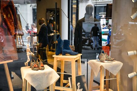 Milan, Italy - September 21, 2018: Fratelli Rossetti store in Milan. Montenapoleone area. Fashion week Fratelli Rossetti shopping.のeditorial素材