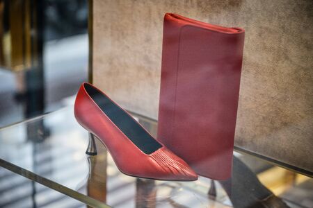 Milan, Italy - September 21, 2018: Casadei store in Milan. Montenapoleone area. Fashion week Casadei shopping.のeditorial素材