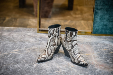 Milan, Italy - September 21, 2018: Casadei store in Milan. Montenapoleone area. Fashion week Casadei...