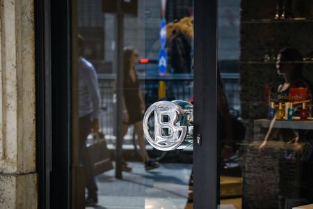Milan, Italy - September 21, 2018: Baldinini store in Milan. Montenapoleone area. Fashion week Baldinini shopping.のeditorial素材