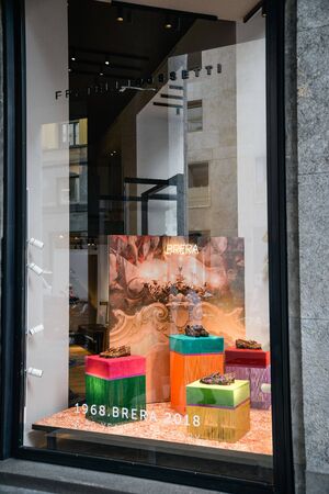 Milan, Italy - September 21, 2018: Fratelli Rossetti store in Milan. Montenapoleone area. Fashion week Fratelli Rossetti shopping.のeditorial素材