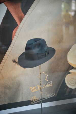 Milan, Italy - September 21, 2018: Borsalino store in Milan. Montenapoleone area. Fashion week Borsalino shopping.のeditorial素材
