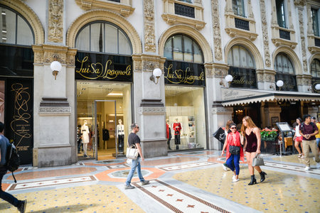 Milan, Italy - September 21, 2018: Luisa Spagnoli store in Milan. Montenapoleone area. Fashion week...