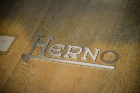 Milan, Italy - September 21, 2018: Herno store in Milan. Montenapoleone area. Fashion week Herno shopping.のeditorial素材