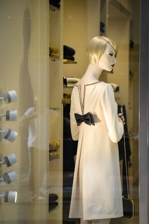 Milan, Italy - September 21, 2018: Luisa Spagnoli store in Milan. Montenapoleone area. Fashion week Luisa Spagnoli shopping.のeditorial素材