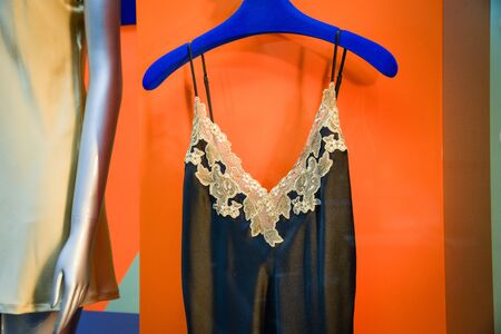 Milan, Italy - September 21, 2018: La Perla store in Milan. Montenapoleone area. Fashion week La Perla shopping.のeditorial素材