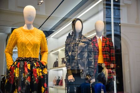 Milan, Italy - September 21, 2018: Michael Kors store in Milan. Montenapoleone area. Fashion week Michael Kors shopping.のeditorial素材