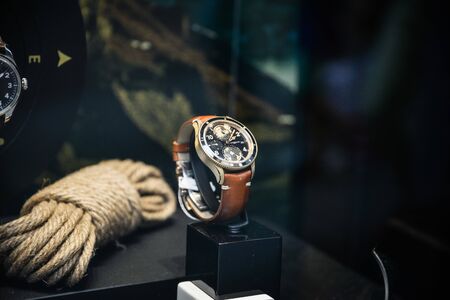 Milan, Italy - September 21, 2018: Montblanc store in Milan. Montenapoleone area. Fashion week Montblanc shopping.のeditorial素材
