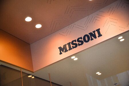 Milan, Italy - September 21, 2018: Missoni store in Milan. Montenapoleone area. Fashion week Missoni shopping.のeditorial素材