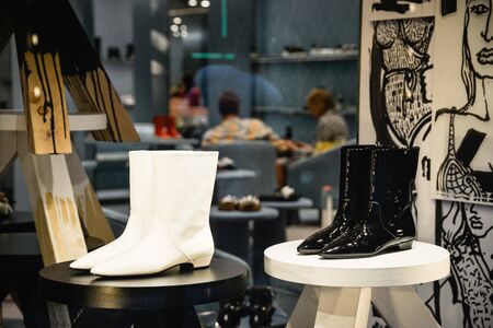 Milan, Italy - September 21, 2018: Miu Miu store in Milan. Montenapoleone area. Fashion week Miu Miu shopping.のeditorial素材