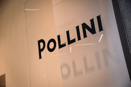 Milan, Italy - September 21, 2018: Pollini store in Milan. Montenapoleone area. Fashion week Pollini shopping.のeditorial素材