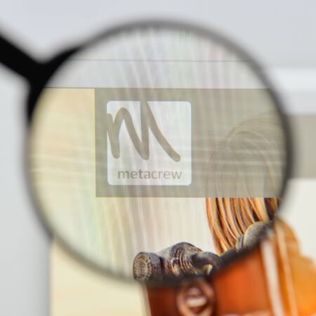 Milan, Italy - August 20, 2018: Metacrew Group website homepage. Metacrew Group logo visible.のeditorial素材