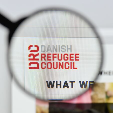 Milan, Italy - August 20, 2018: Danish Refugee Council website homepage. Danish Refugee Council logo visible.のeditorial素材
