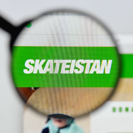 Milan, Italy - August 20, 2018: Skateistan website homepage. Skateistan logo visible.のeditorial素材