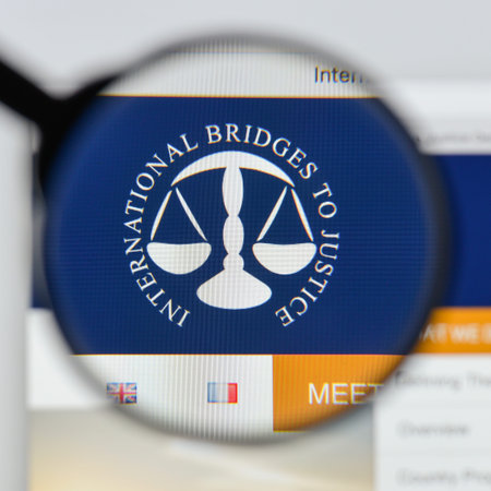Milan, Italy - August 20, 2018: International Bridges to Justice website homepage. International...