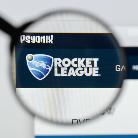 Milan, Italy - August 20, 2018: Rocket League website homepage. Rocket League logo visible.のeditorial素材