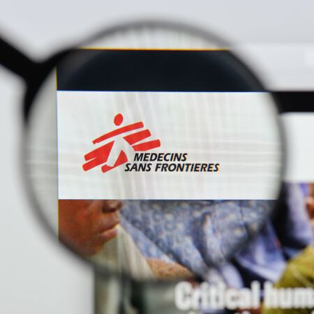 Milan, Italy - August 20, 2018: Doctors without borders website homepage. Doctors without borders logo visible.のeditorial素材