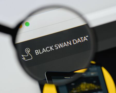 Milan, Italy - August 20, 2018: Black Swan Data website homepage. Black Swan Data logo visible.のeditorial素材