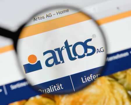Milan, Italy - August 20, 2018: artos AG website homepage. artos AG logo visible.のeditorial素材