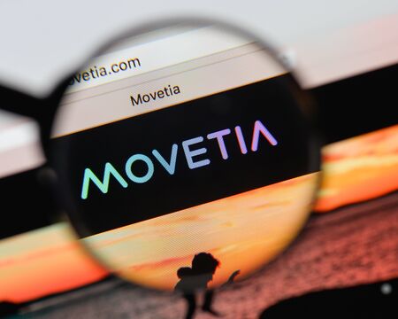 Milan, Italy - August 20, 2018: Movetia Digital website homepage. Movetia Digital logo visible.のeditorial素材