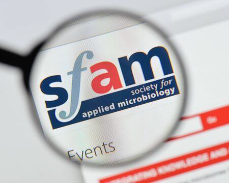 Milan, Italy - August 20, 2018: SFAM website homepage. SFAM logo visible.のeditorial素材