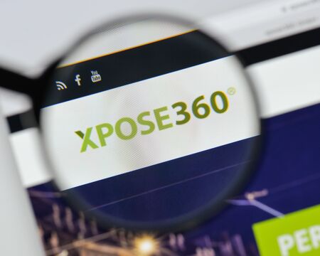 Milan, Italy - August 20, 2018: Xpose360 website homepage. Xpose360 logo visible.のeditorial素材