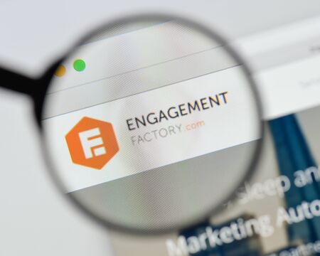 Milan, Italy - August 20, 2018: Engagement Factory website homepage. Engagement Factory logo visible.のeditorial素材